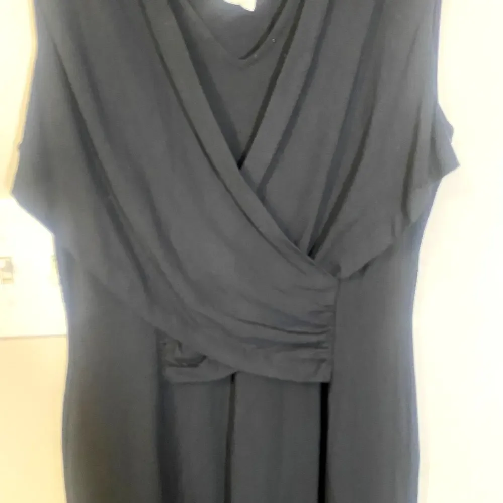 Talbots NWT Black Faux Wrap Sleeveless Dress Lightweight Rayon Blend Sz M